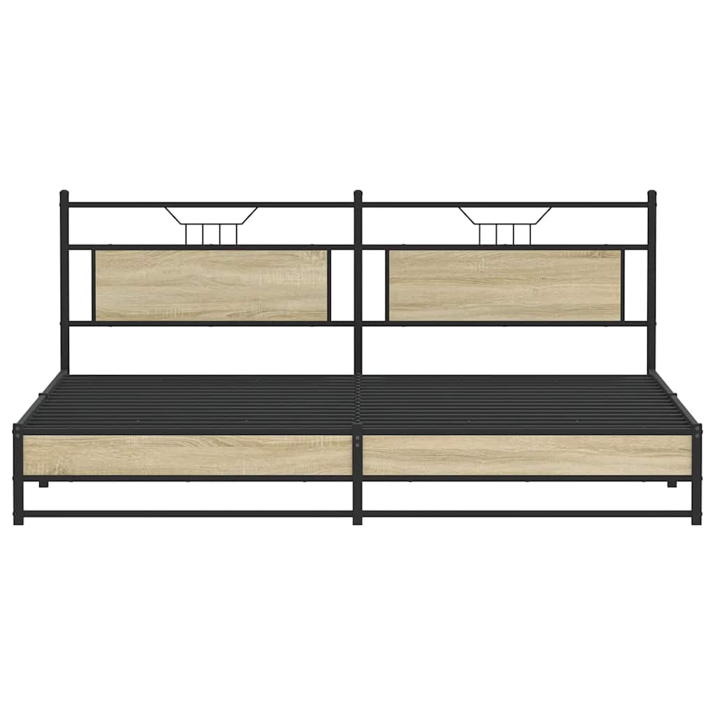 Cadre de lit en métal sans matelas chêne sonoma 193x201 cm - XIOS