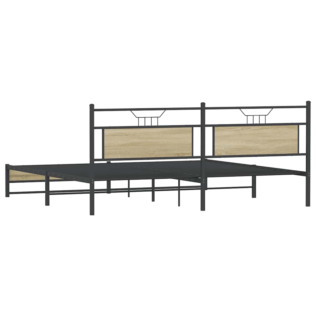 Cadre de lit en métal sans matelas chêne sonoma 193x201 cm - XIOS