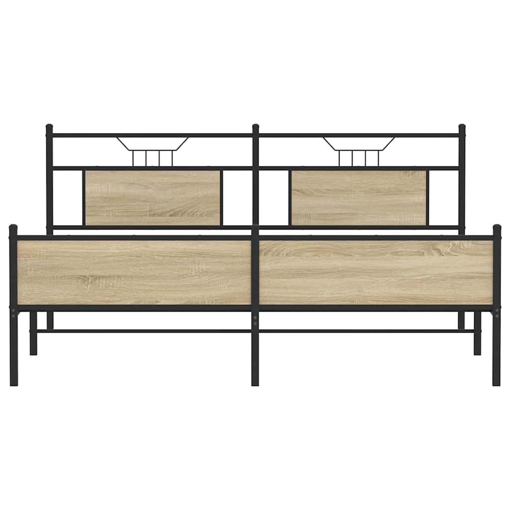 Cadre de lit en métal sans matelas chêne sonoma 160x200 cm - XIOS