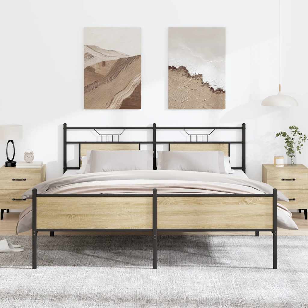 Cadre de lit en métal sans matelas chêne sonoma 180x200 cm - XIOS