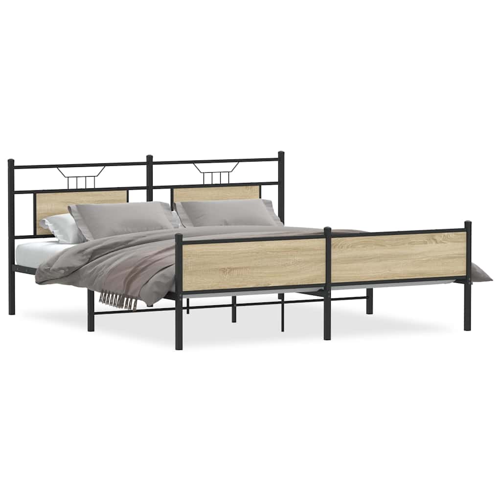 Cadre de lit en métal sans matelas chêne sonoma 183x213 cm - XIOS
