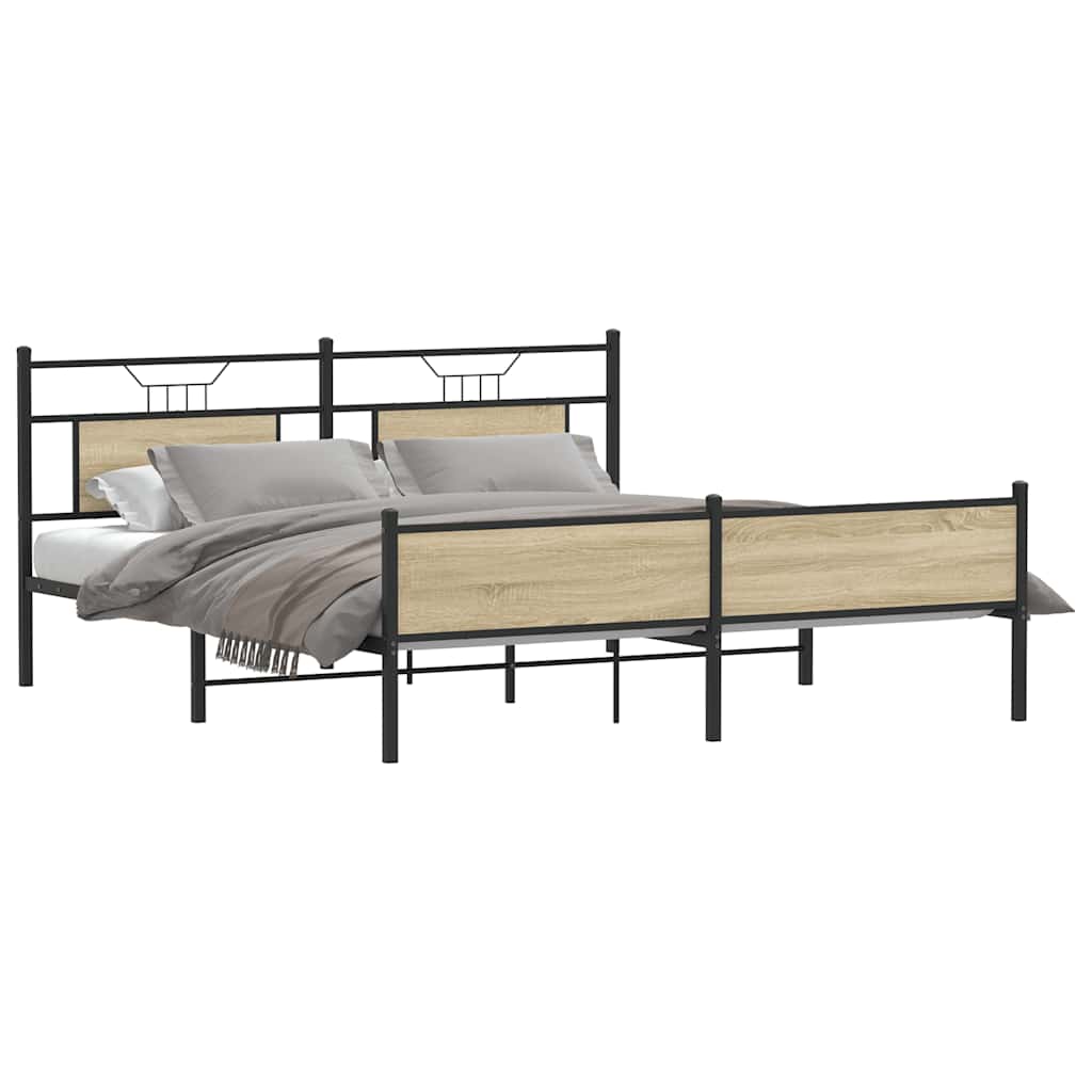 Cadre de lit en métal sans matelas chêne sonoma 183x213 cm - XIOS