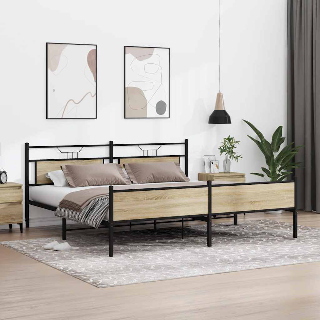Cadre de lit en métal sans matelas chêne sonoma 200x200 cm - XIOS