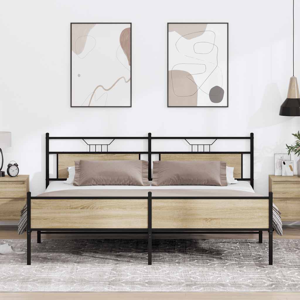 Cadre de lit en métal sans matelas chêne sonoma 200x200 cm - XIOS