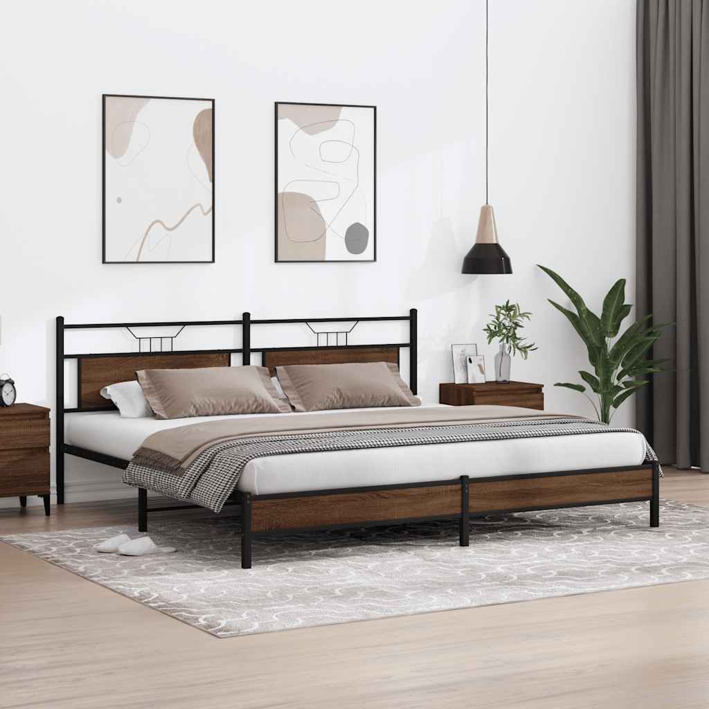 Cadre de lit en métal sans matelas chêne marron 193x201 cm - XIOS