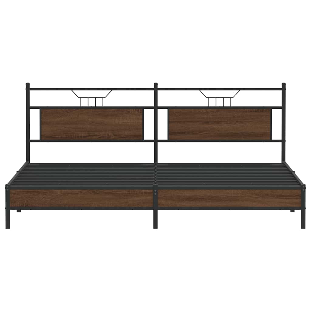 Cadre de lit en métal sans matelas chêne marron 193x201 cm - XIOS