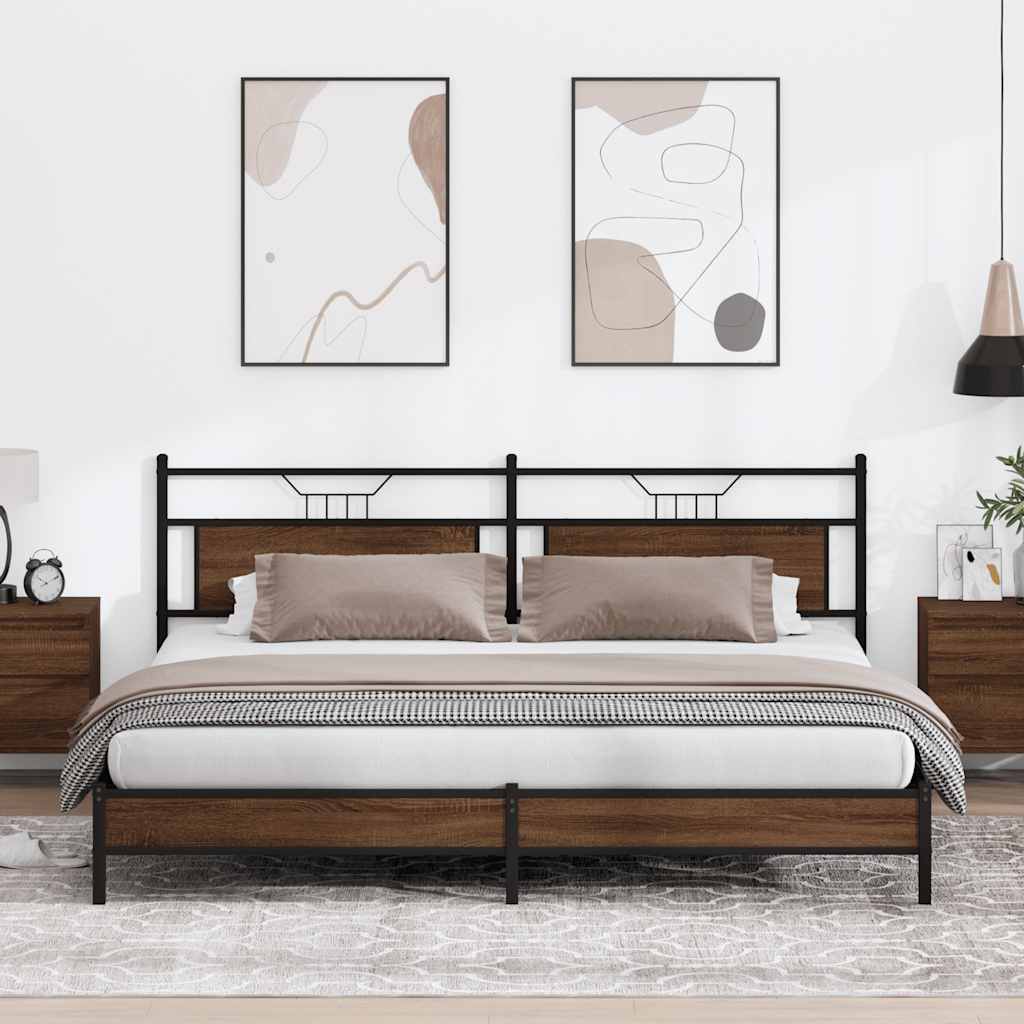 Cadre de lit en métal sans matelas chêne marron 193x201 cm - XIOS
