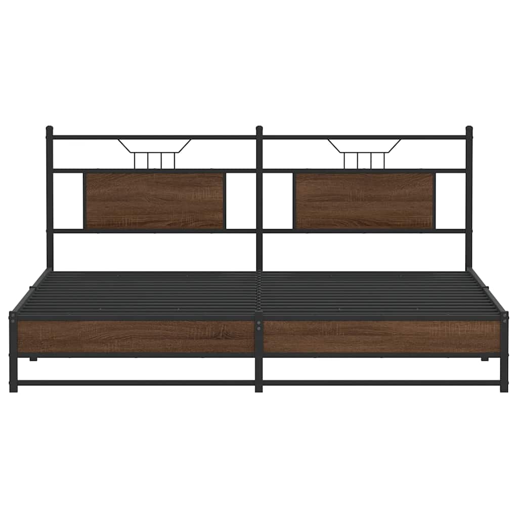 Cadre de lit en métal sans matelas chêne marron 180x200 cm - XIOS