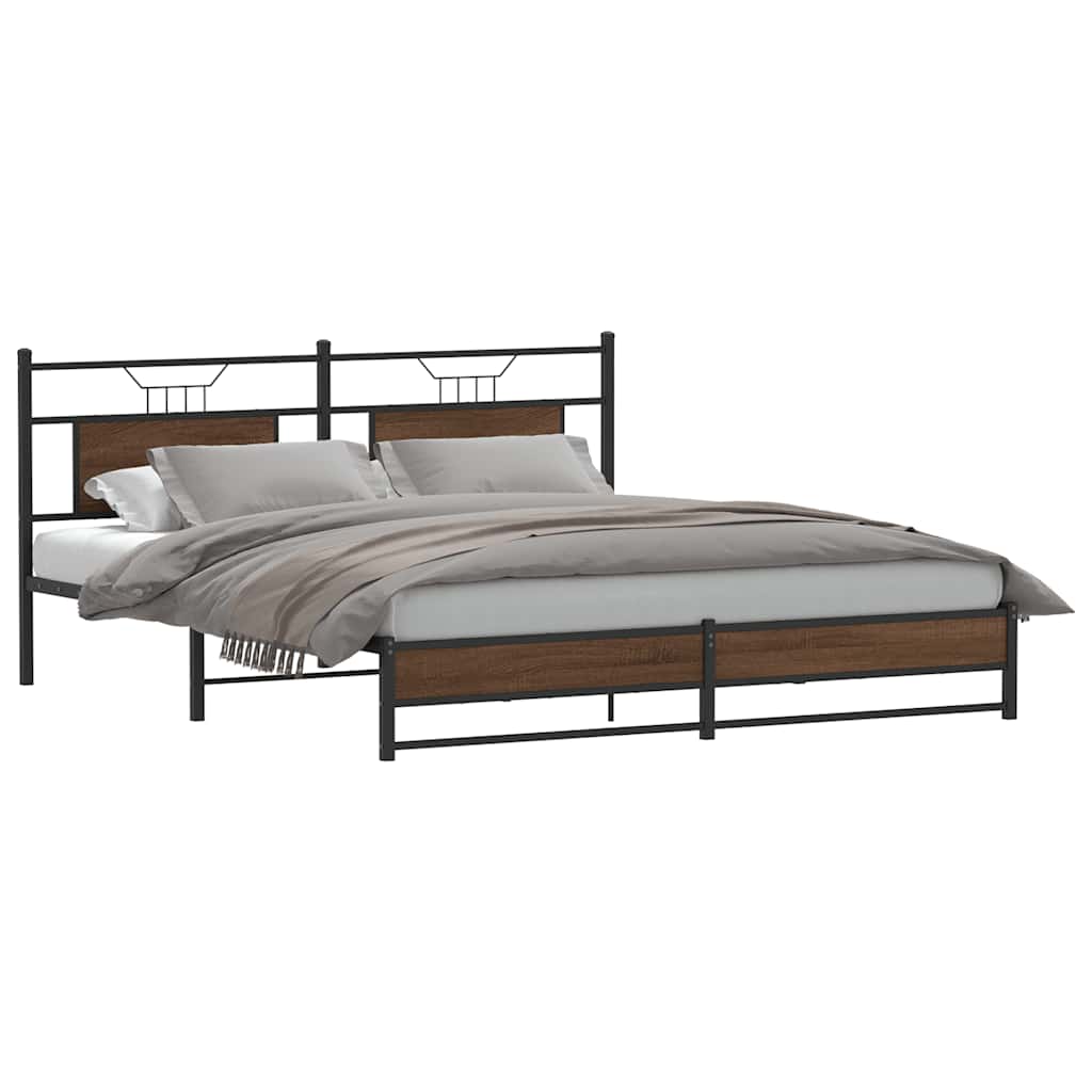 Cadre de lit en métal sans matelas chêne marron 183x213 cm - XIOS