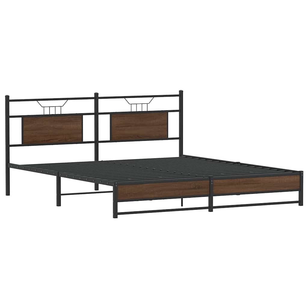 Cadre de lit en métal sans matelas chêne marron 183x213 cm - XIOS