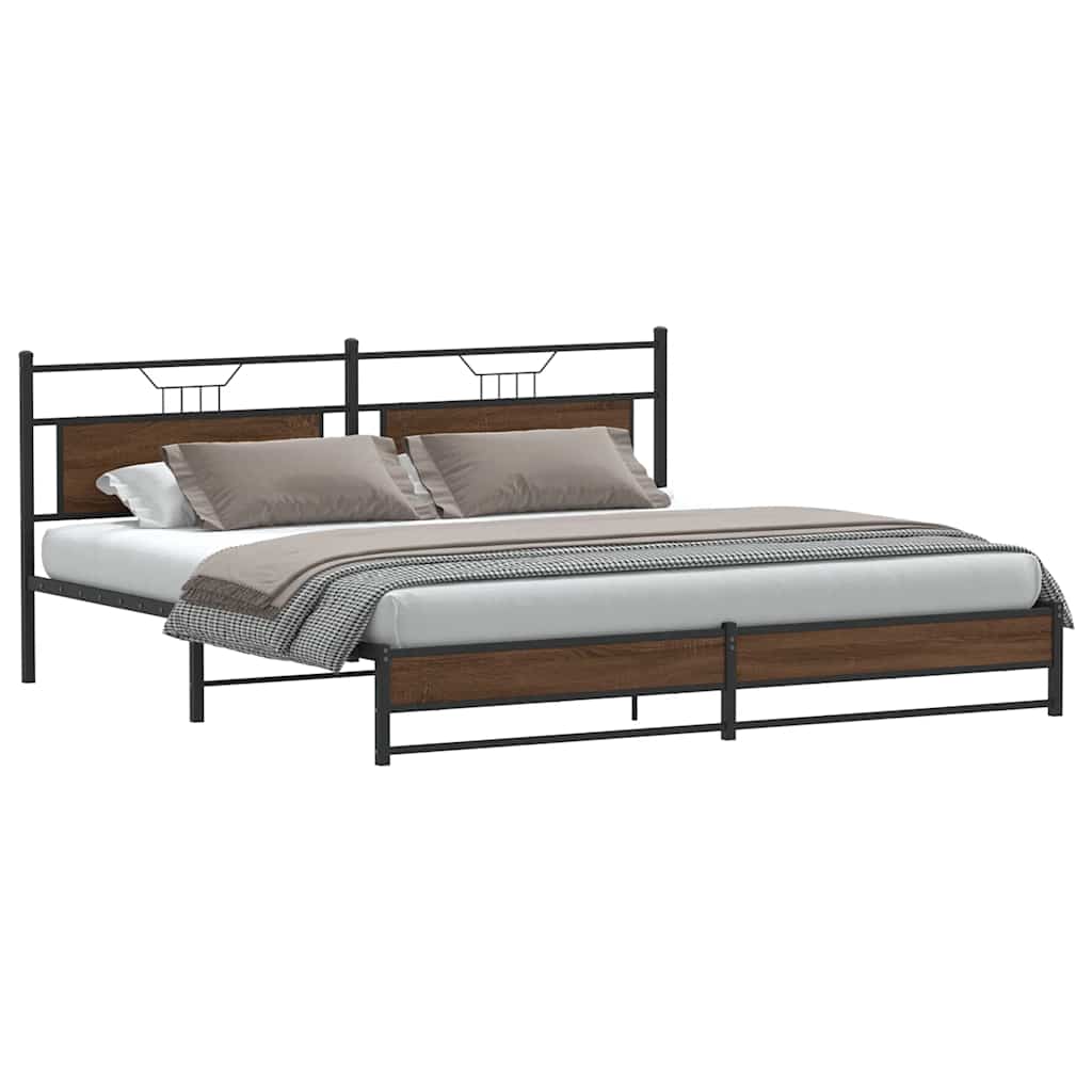 Cadre de lit en métal sans matelas chêne marron 193x201 cm - XIOS