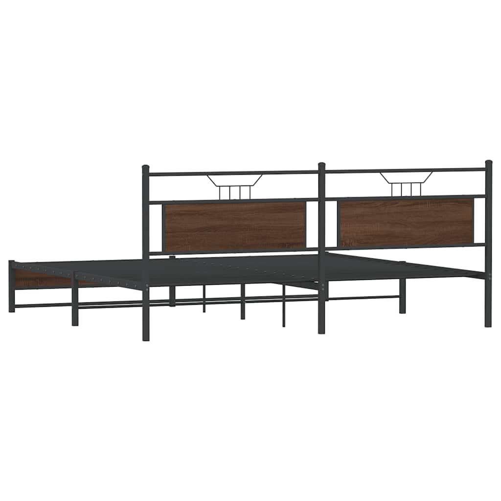 Cadre de lit en métal sans matelas chêne marron 200x200 cm - XIOS