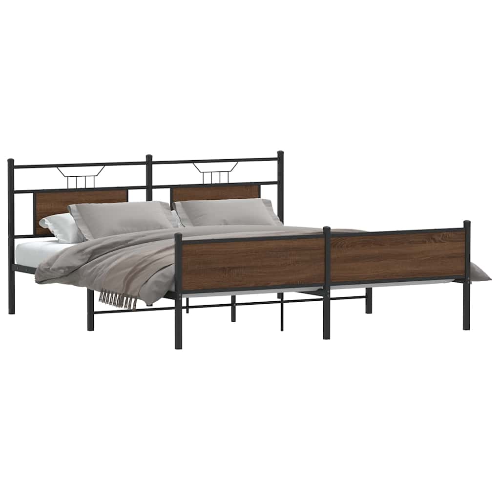 Cadre de lit en métal sans matelas chêne marron 160x200 cm - XIOS