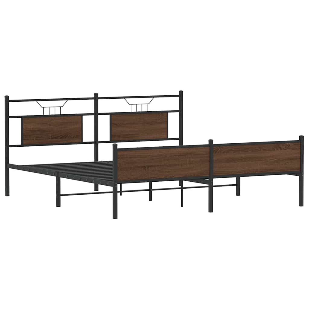 Cadre de lit en métal sans matelas chêne marron 160x200 cm - XIOS
