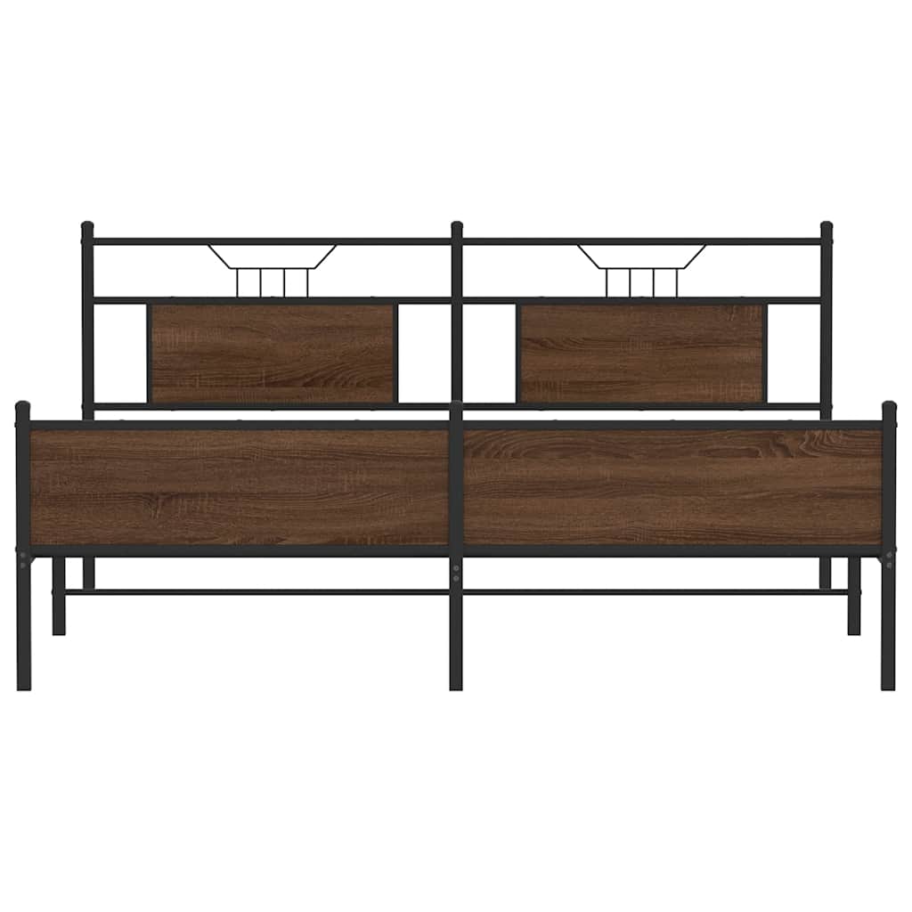 Cadre de lit en métal sans matelas chêne marron 160x200 cm - XIOS