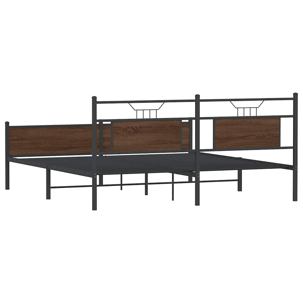 Cadre de lit en métal sans matelas chêne marron 160x200 cm - XIOS