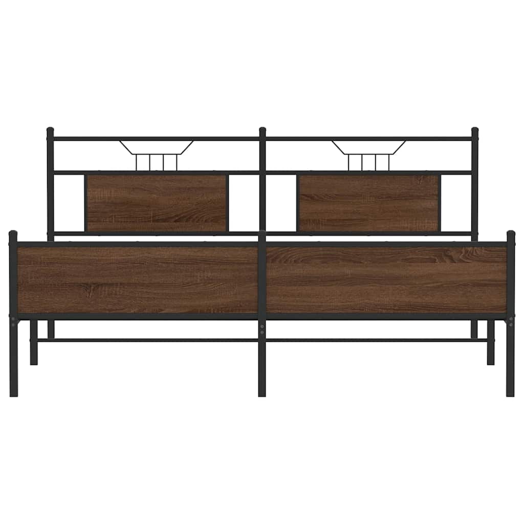 Cadre de lit en métal sans matelas chêne marron 180x200 cm - XIOS