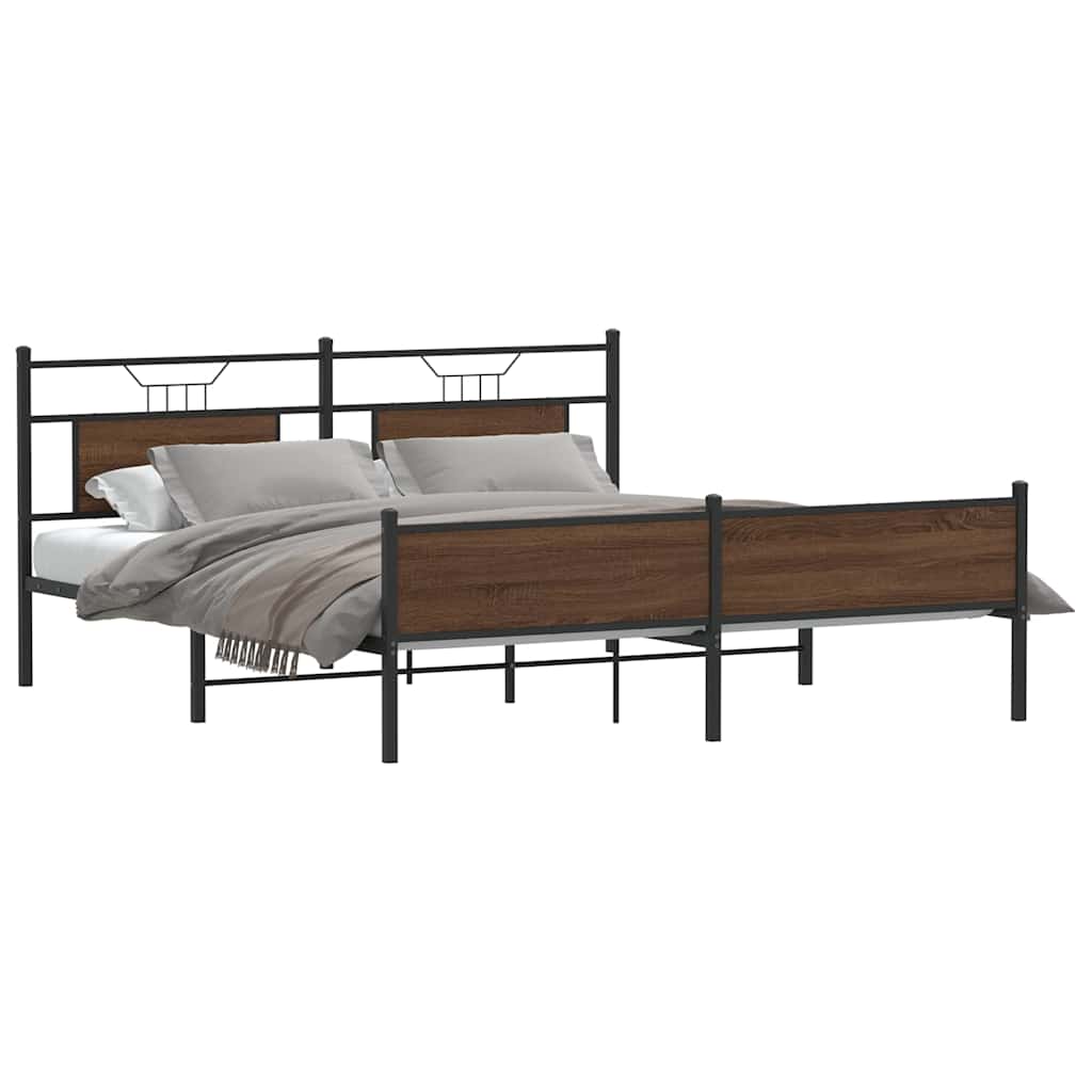Cadre de lit en métal sans matelas chêne marron 183x213 cm - XIOS