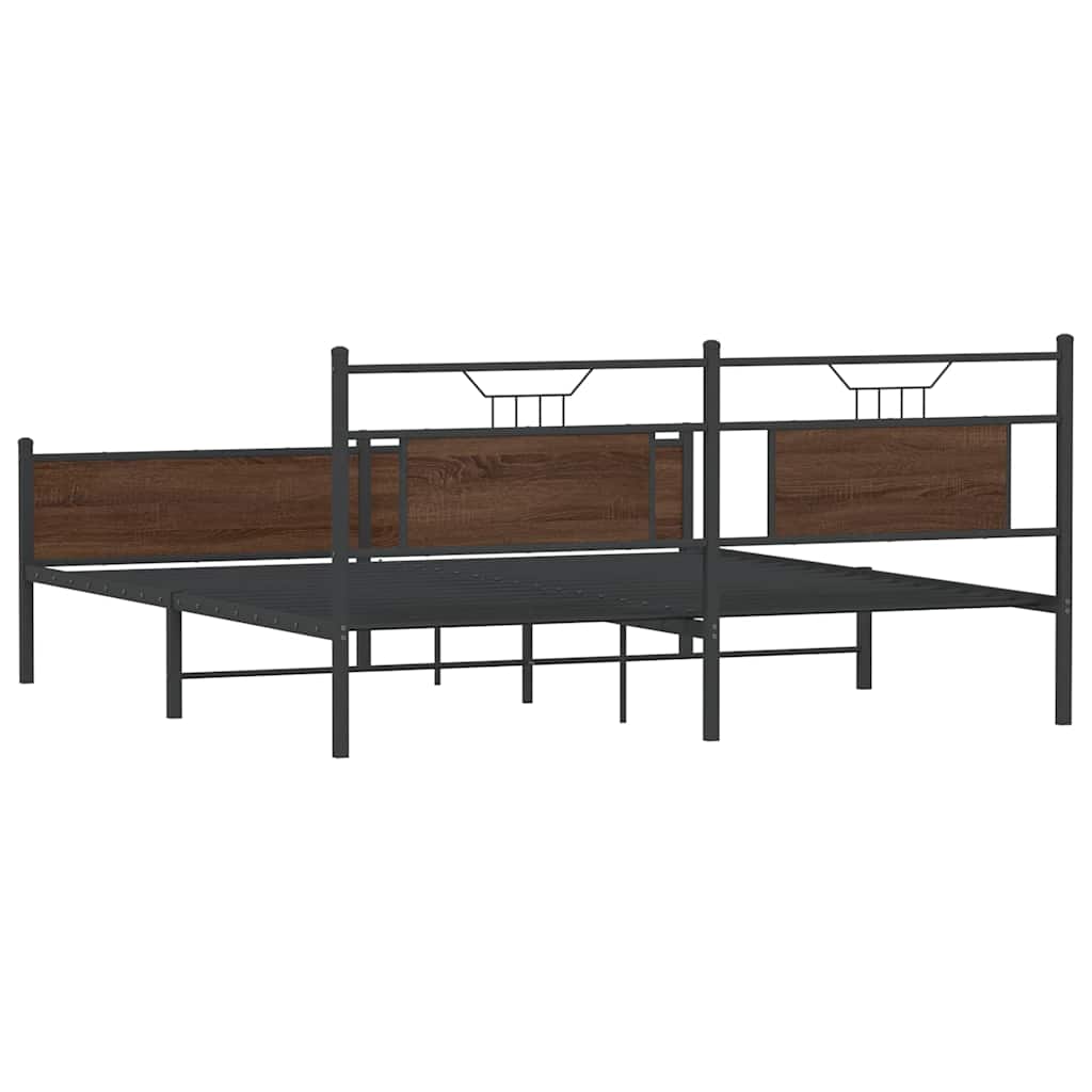 Cadre de lit en métal sans matelas chêne marron 183x213 cm - XIOS
