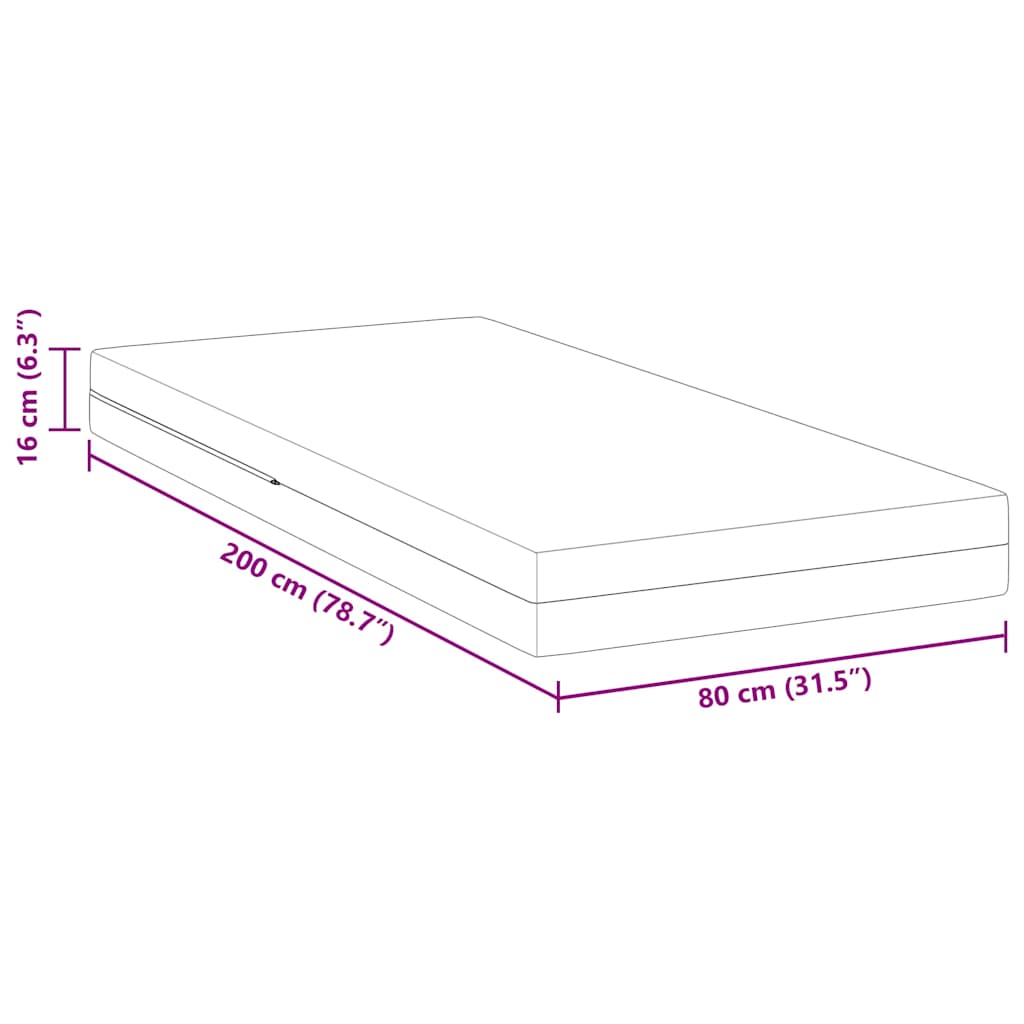 Matelas Blanc 80 x 200 cm Mousse - XIOS