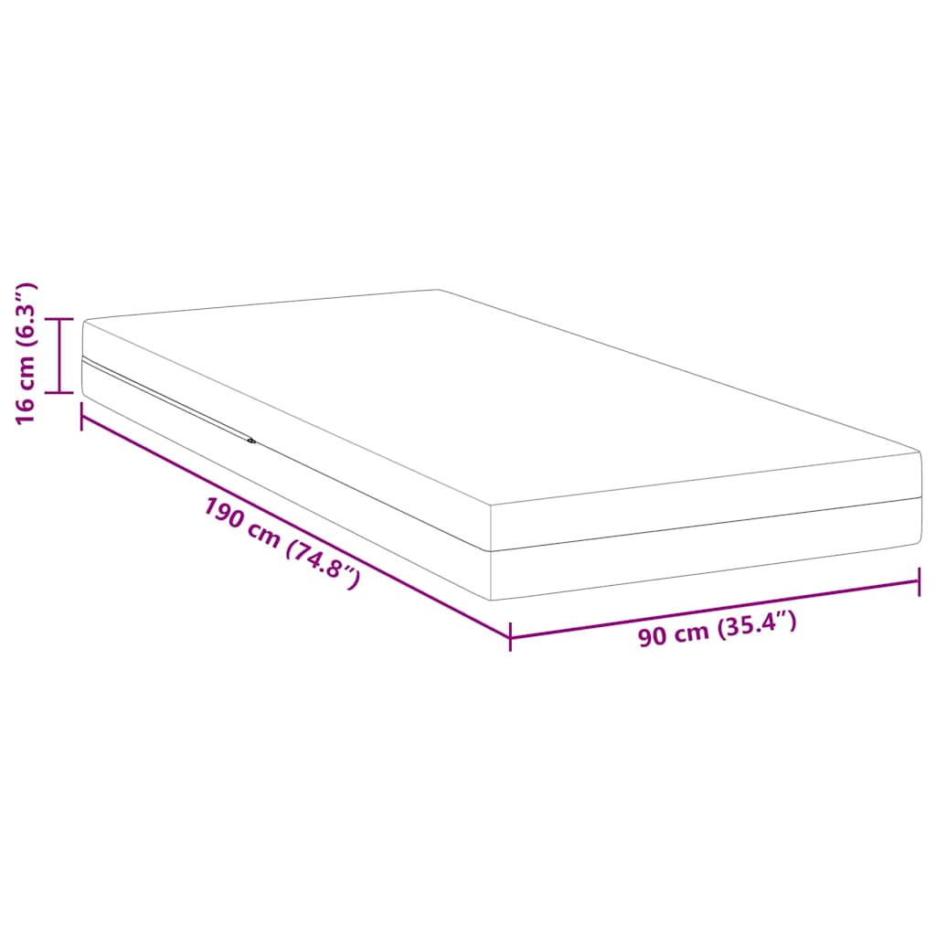 Matelas Blanc 90 x 190 cm Mousse - XIOS