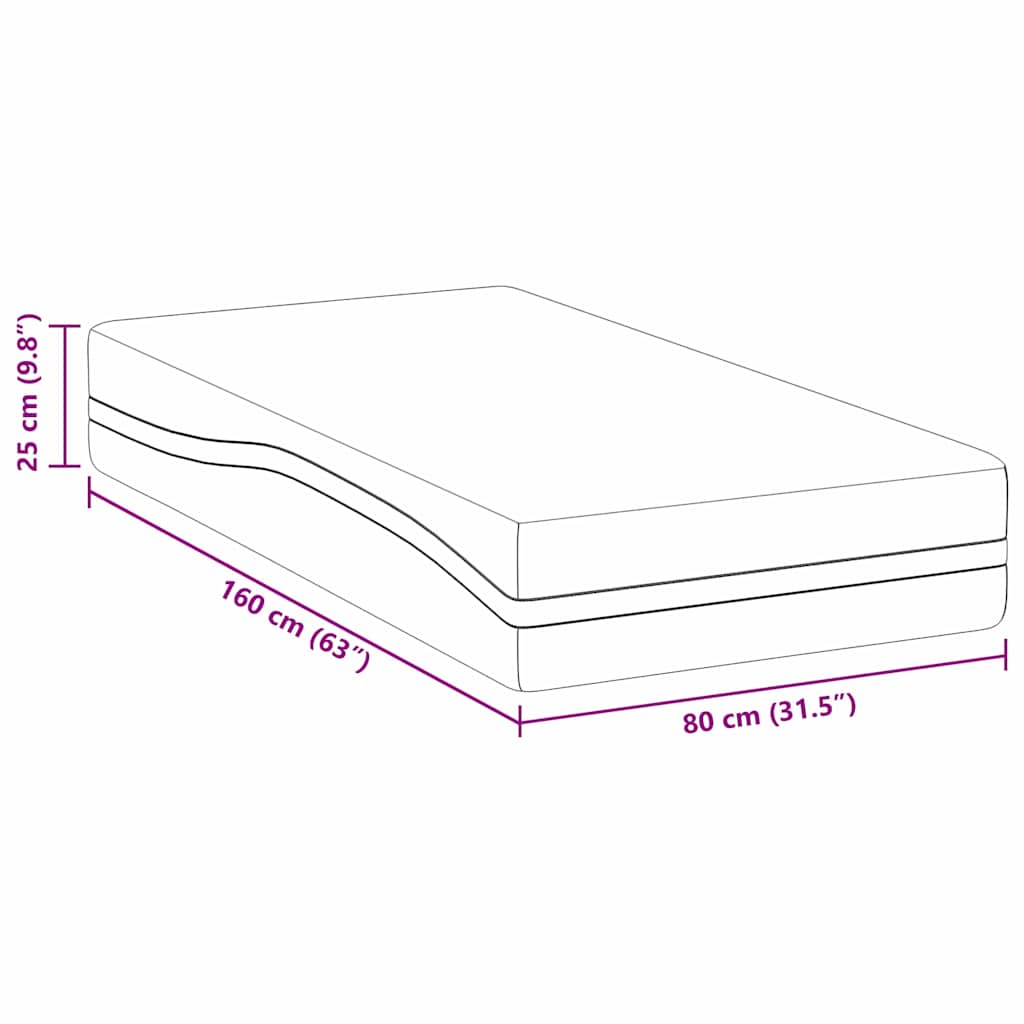 Matelas Blanc et Gris 80 x 160 cm Mousse à Mémoire - XIOS