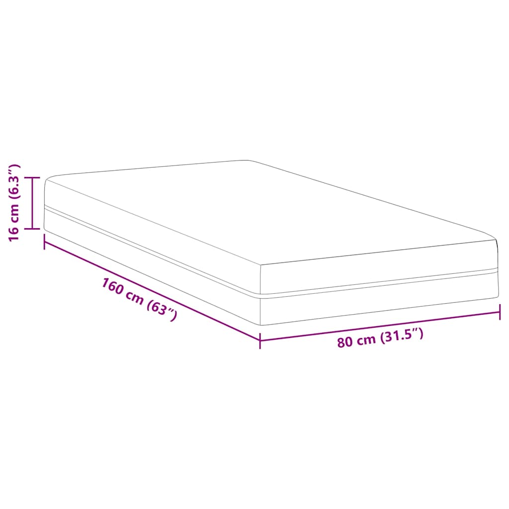 Matelas Blanc et Gris 80 x 160 cm Mousse à Mémoire - XIOS