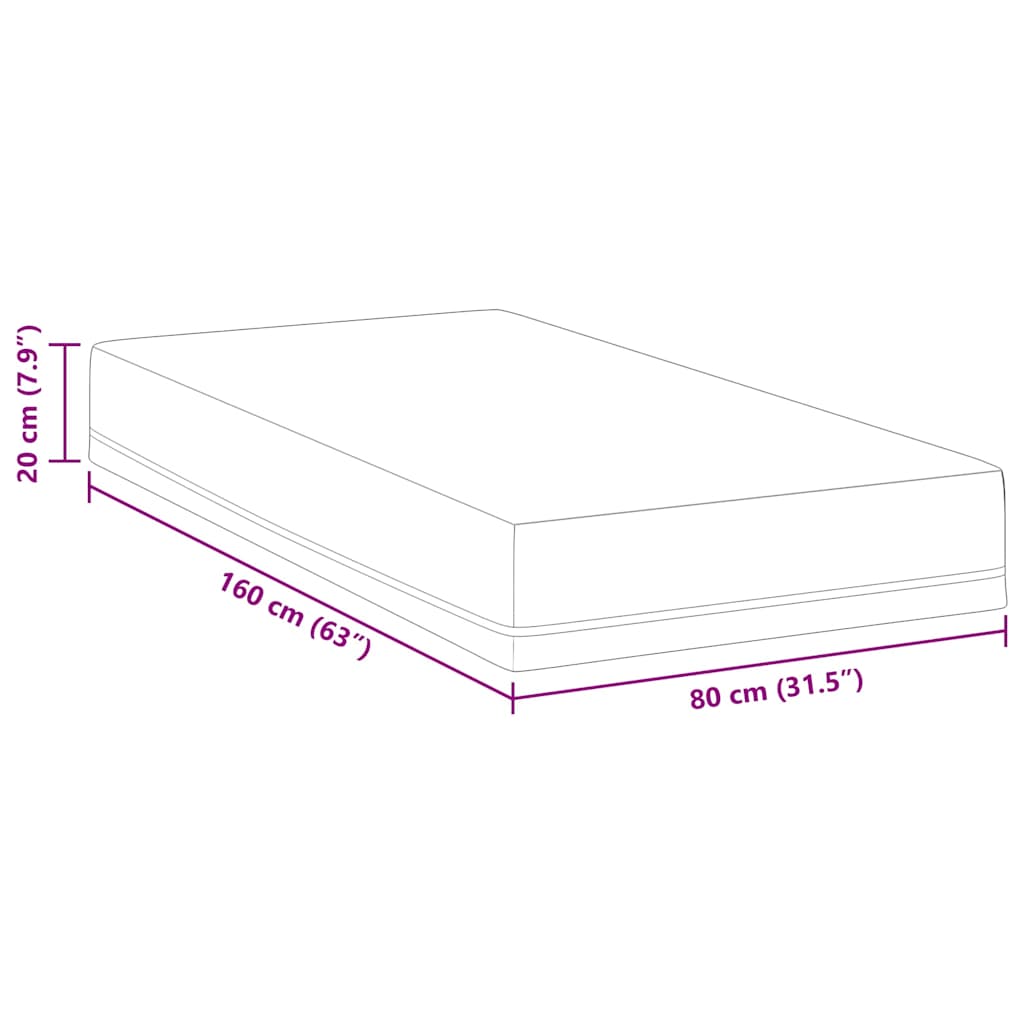 Matelas Blanc et Bleu 80 x 160 cm Mousse à mémoire de gel - XIOS