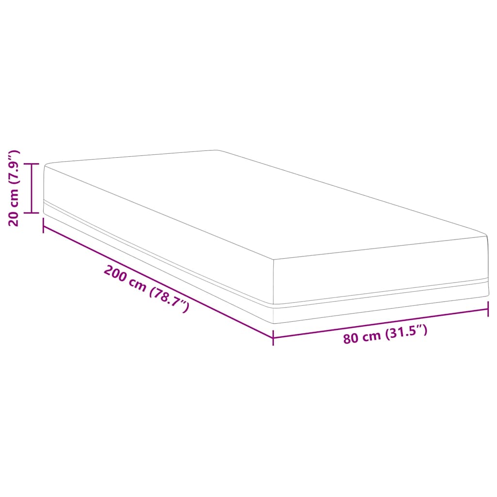 Matelas Blanc et Bleu 80 x 200 cm Mousse à mémoire de gel - XIOS