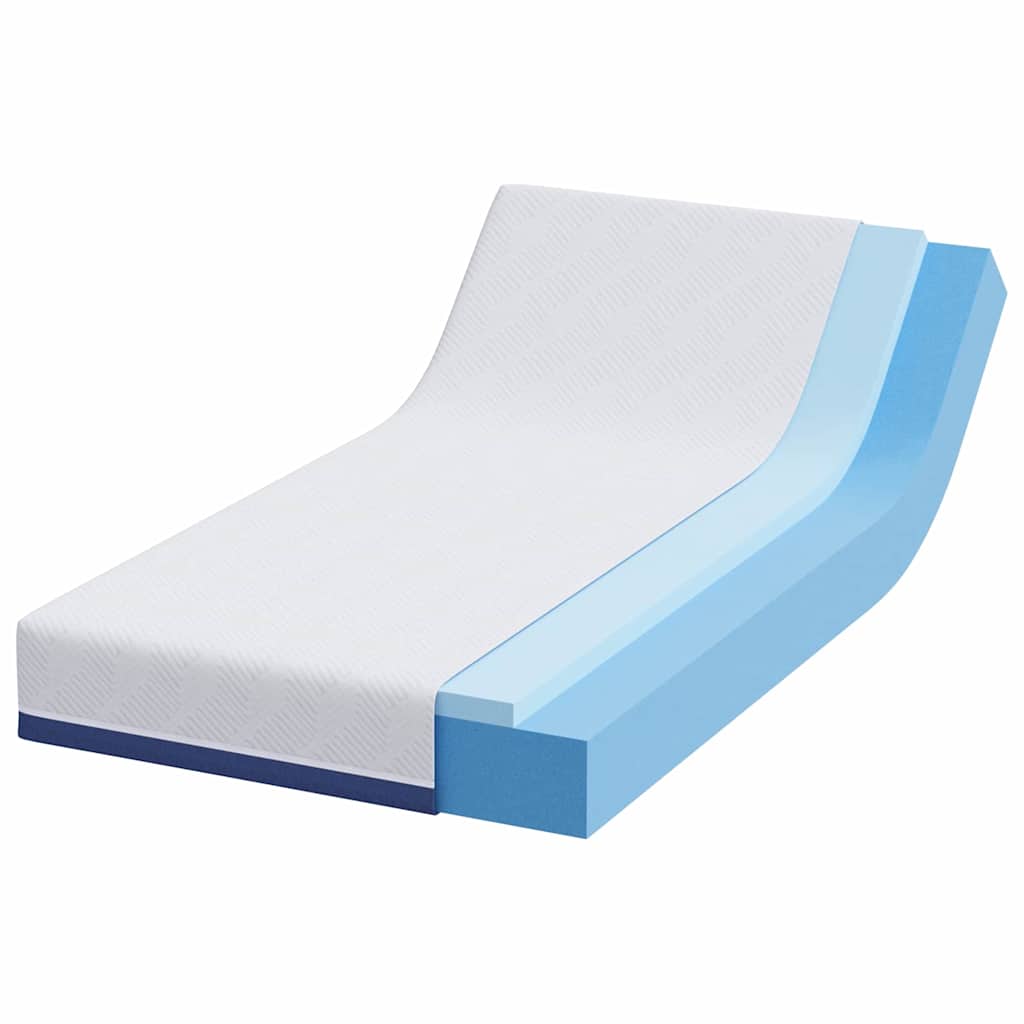 Matelas Blanc et Bleu 120 x 200 cm Mousse à mémoire de gel - XIOS