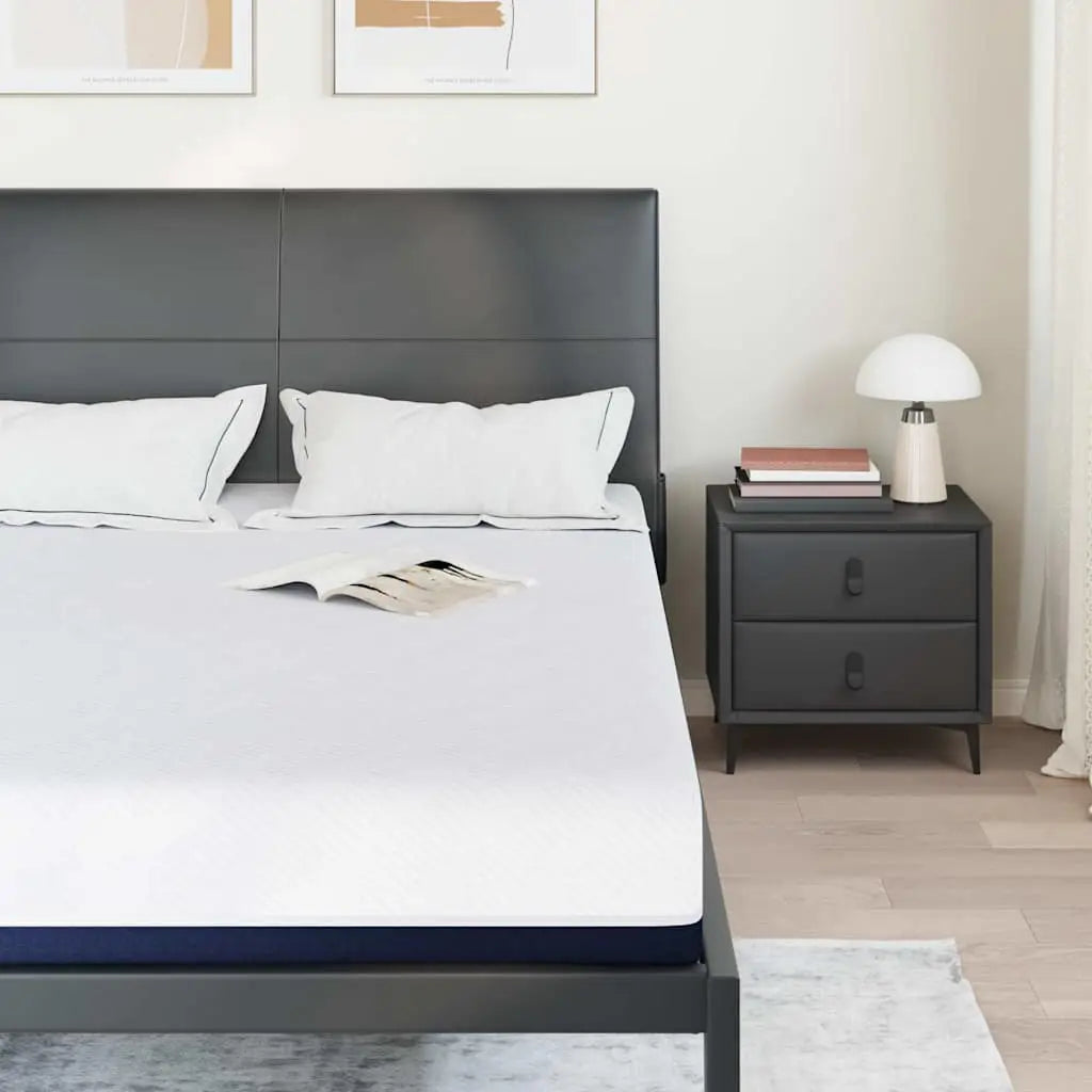 Matelas Blanc et Bleu 140 x 190 cm Tissu jacquard - XIOS