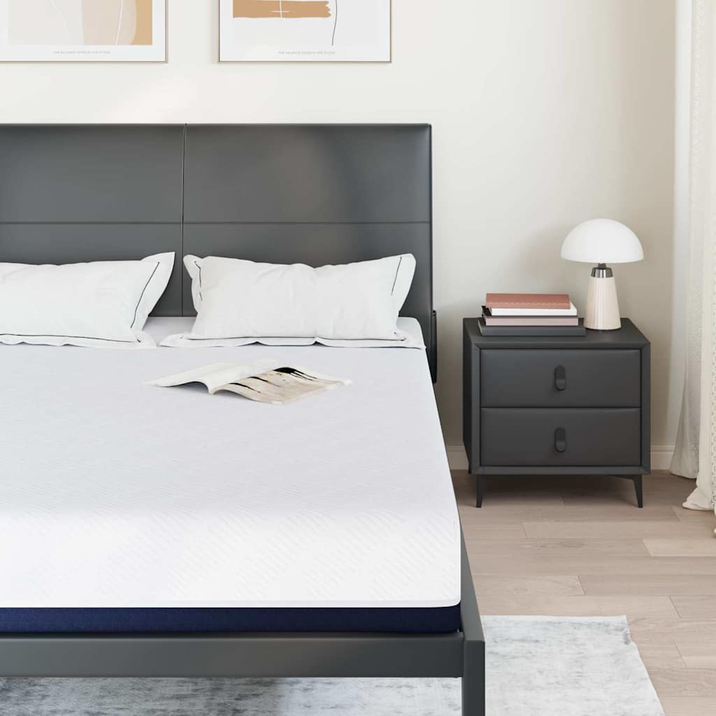 Matelas Blanc et Bleu 160 x 200 cm Mousse à mémoire de gel - XIOS