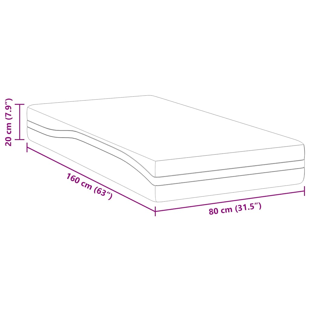 Matelas Blanc et Gris 80 x 160 cm Mousse à mémoire de gel - XIOS