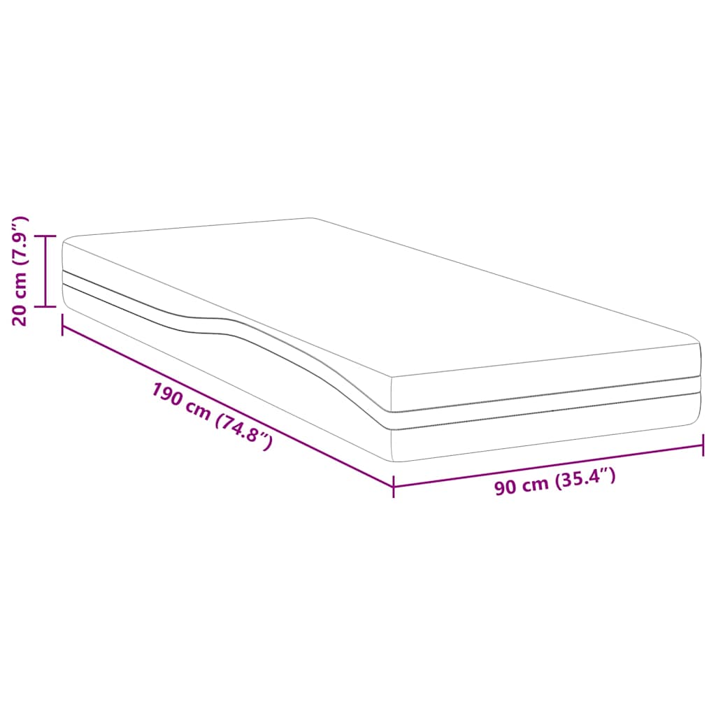 Matelas Blanc et Gris 90 x 190 cm Mousse à mémoire de gel - XIOS