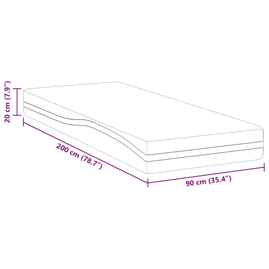 Matelas Blanc et Gris 90 x 200 cm Mousse à mémoire de gel - XIOS