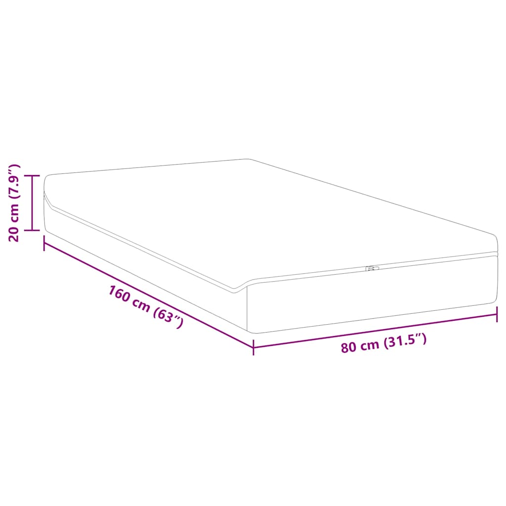 Matelas Blanc et Gris 80 x 160 cm Ressort ensaché - XIOS
