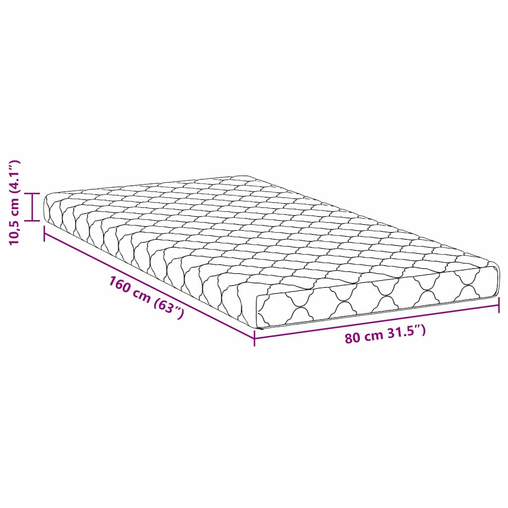 Matelas Blanc 80 x 160 cm Tissu jacquard - XIOS