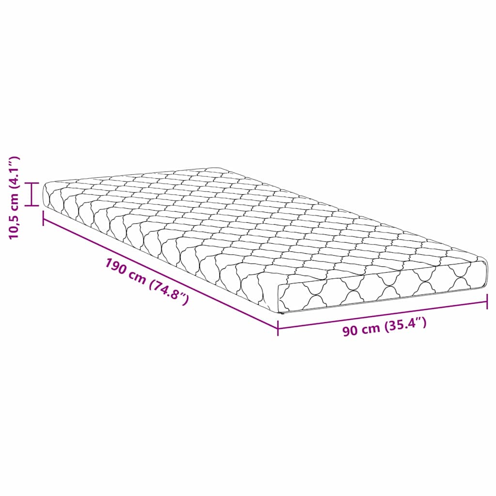 Matelas avec Couche de Coco Blanc 190 x 90 cm Mousse PU - XIOS