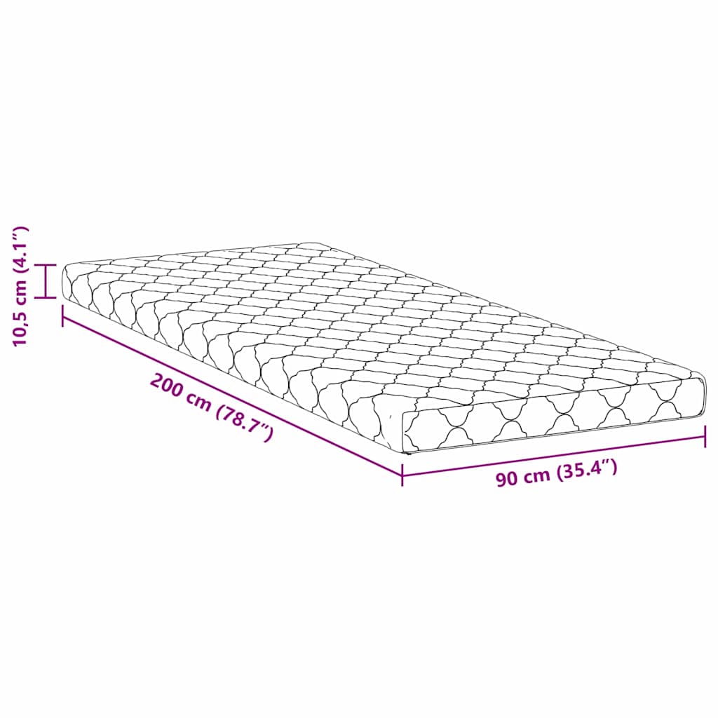 Matelas avec Couche de Coco Blanc 200 x 90 cm Mousse PU - XIOS