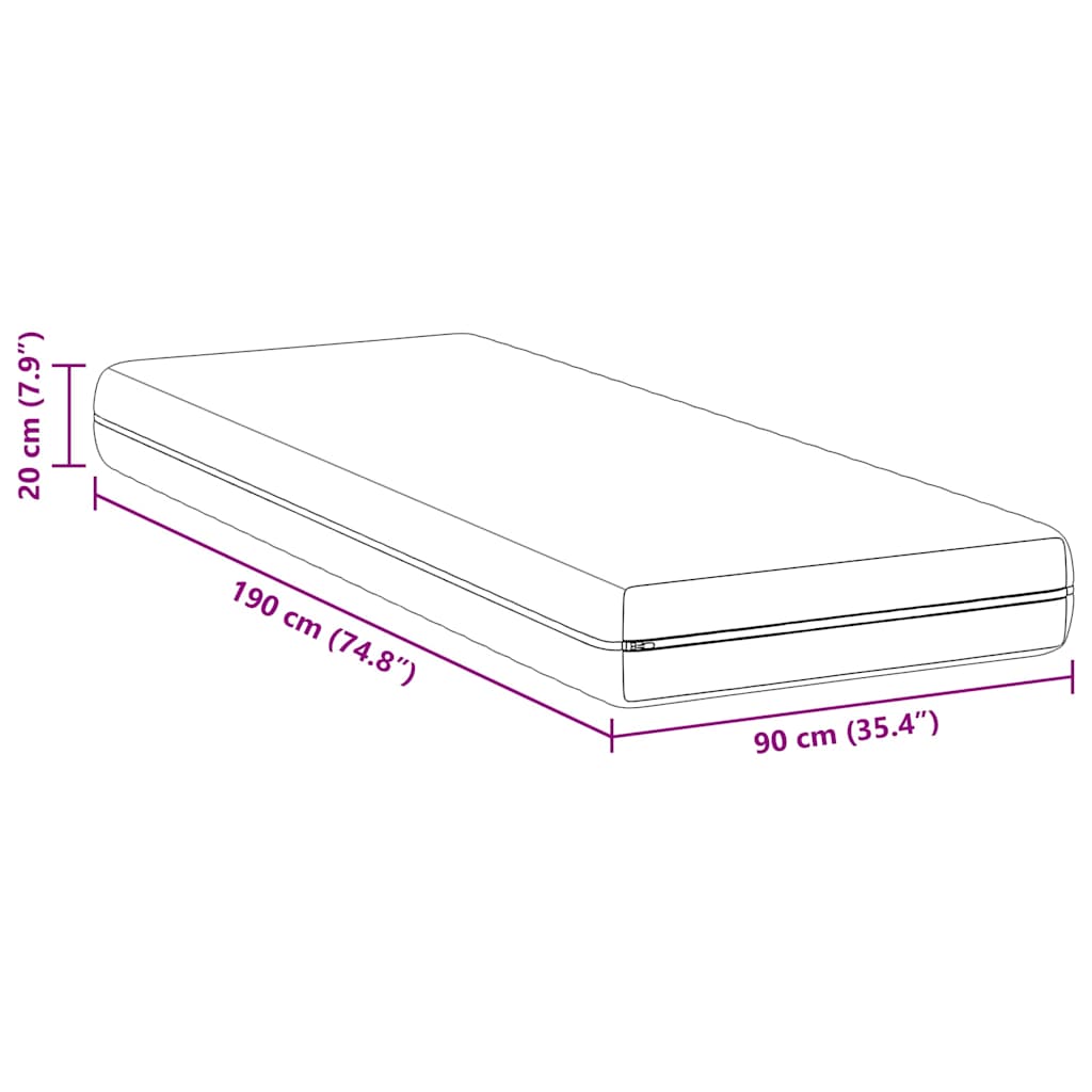 Matelas Blanc 90 x 190 cm Ressort ensaché - XIOS