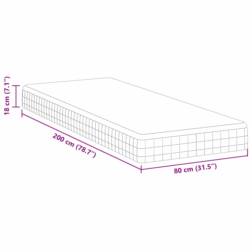 Matelas Blanc et Gris 80 x 200 cm Printemps Bonell - XIOS