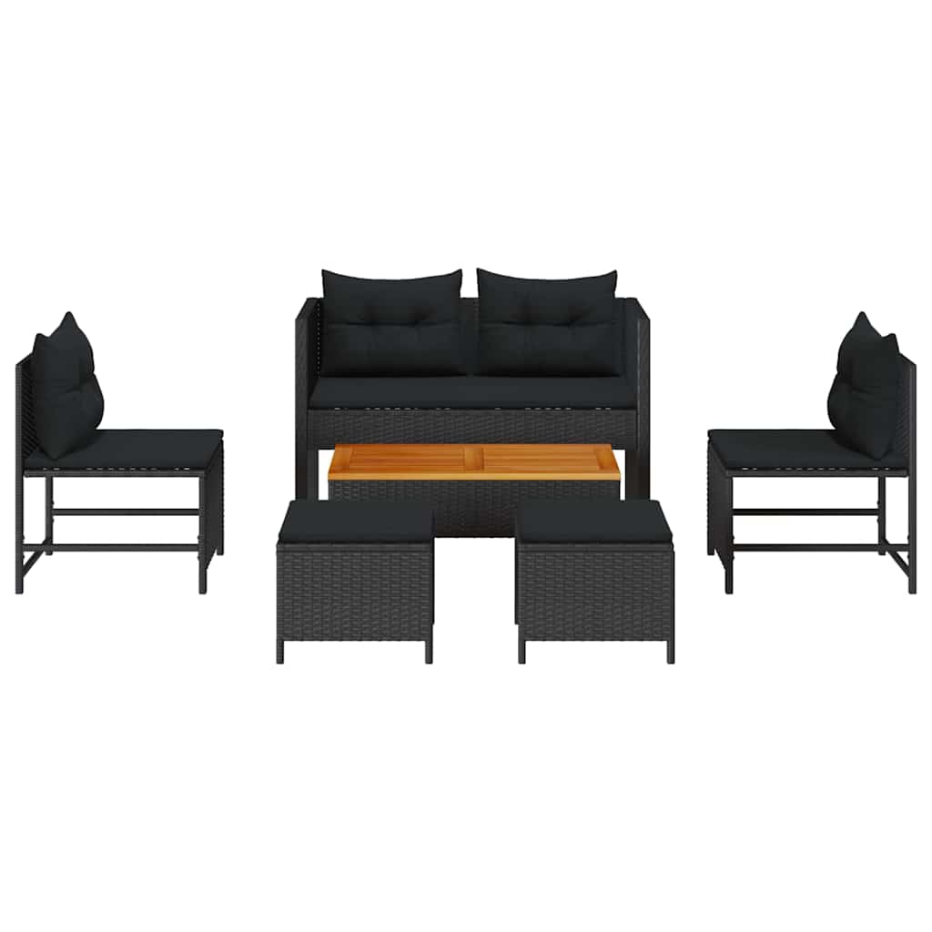 Ensemble de canapé de jardin avec coussin 6 pcs Noir polyrotin - XIOS