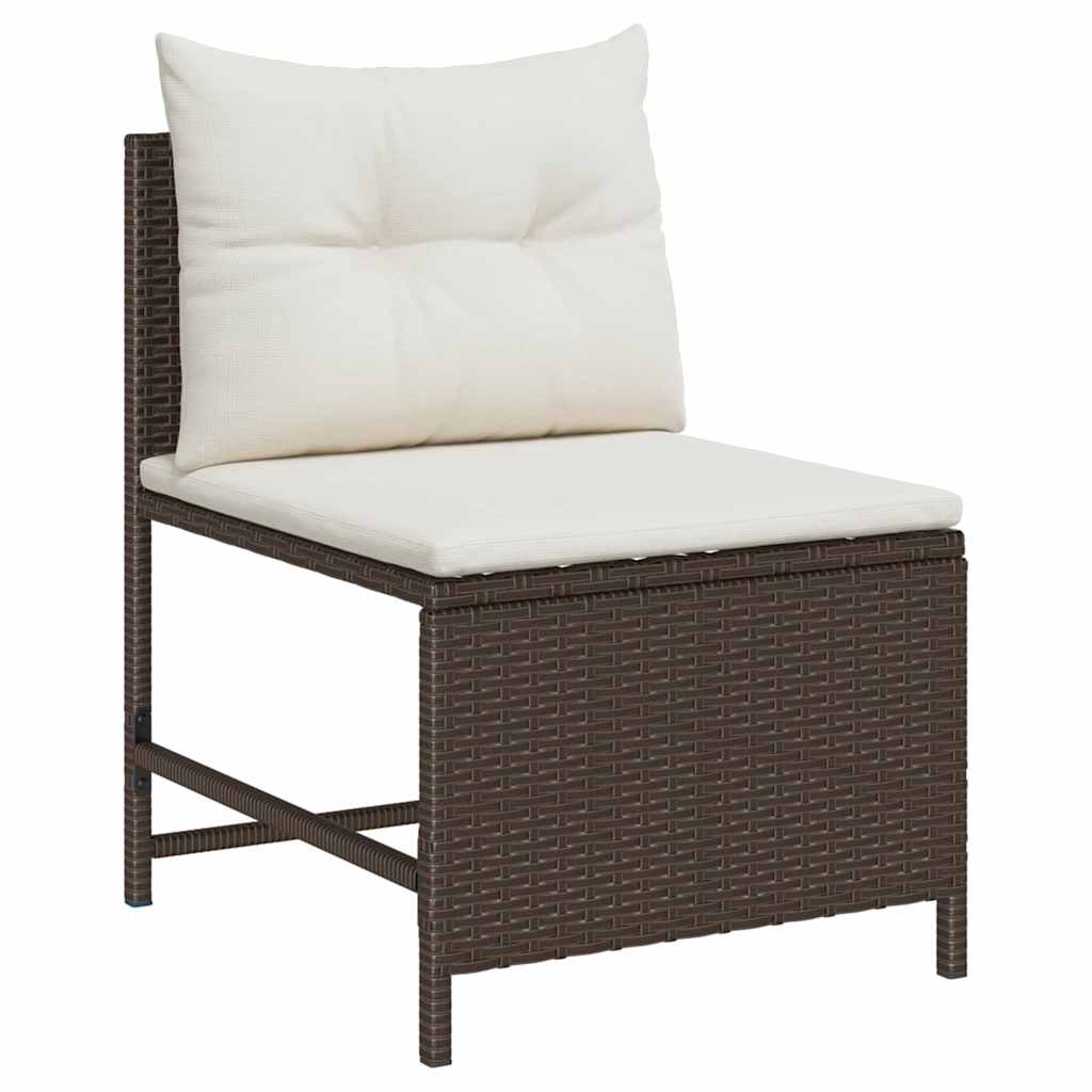 Ensemble de canapé de jardin 6 pcs Marron et Crème polyrotin - XIOS