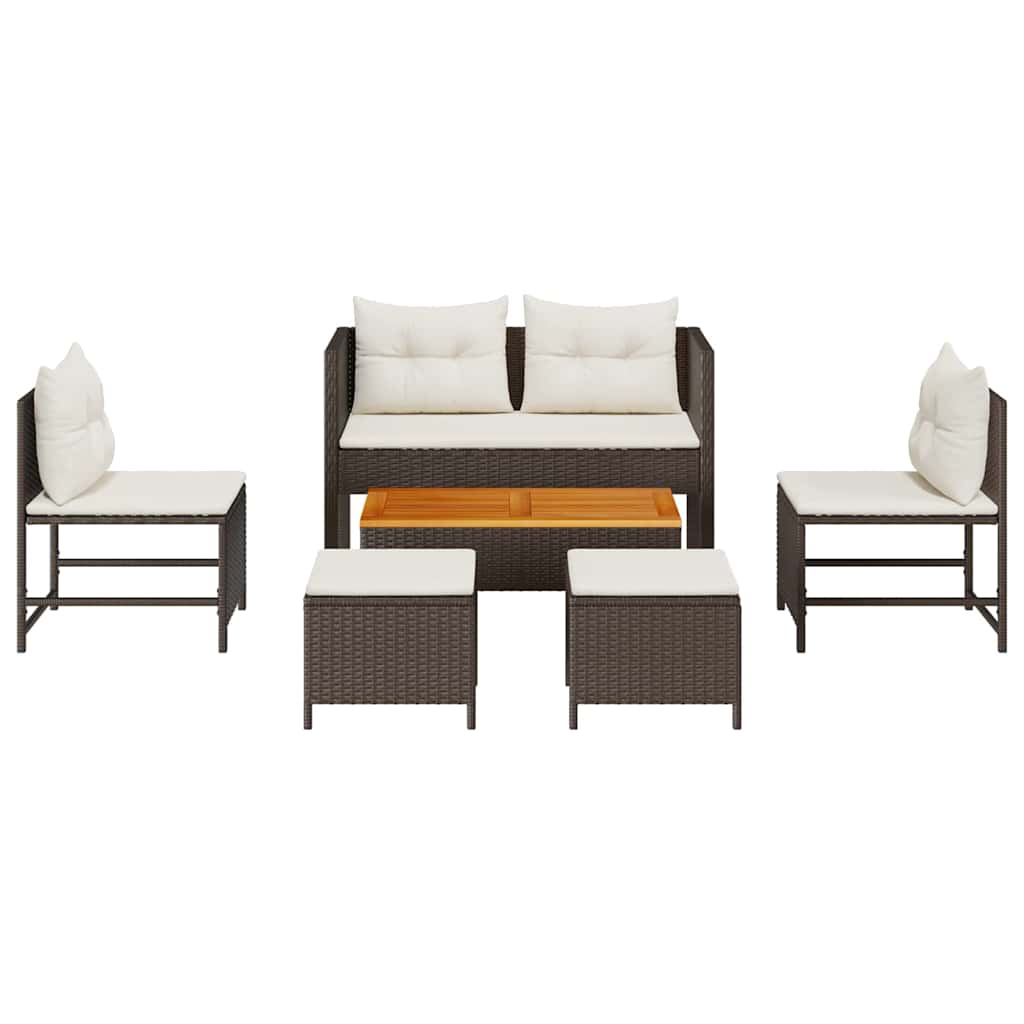 Ensemble de canapé de jardin 6 pcs Marron et Crème polyrotin - XIOS