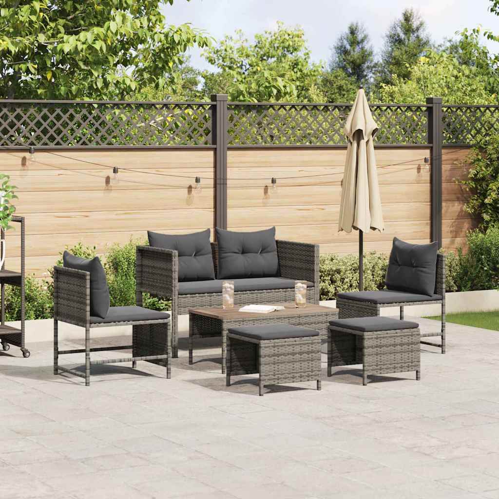 Ensemble de canapé de jardin 6 pcs Gris et Gris foncé polyrotin - XIOS