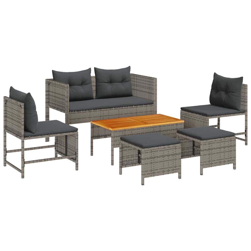 Ensemble de canapé de jardin 6 pcs Gris et Gris foncé polyrotin - XIOS