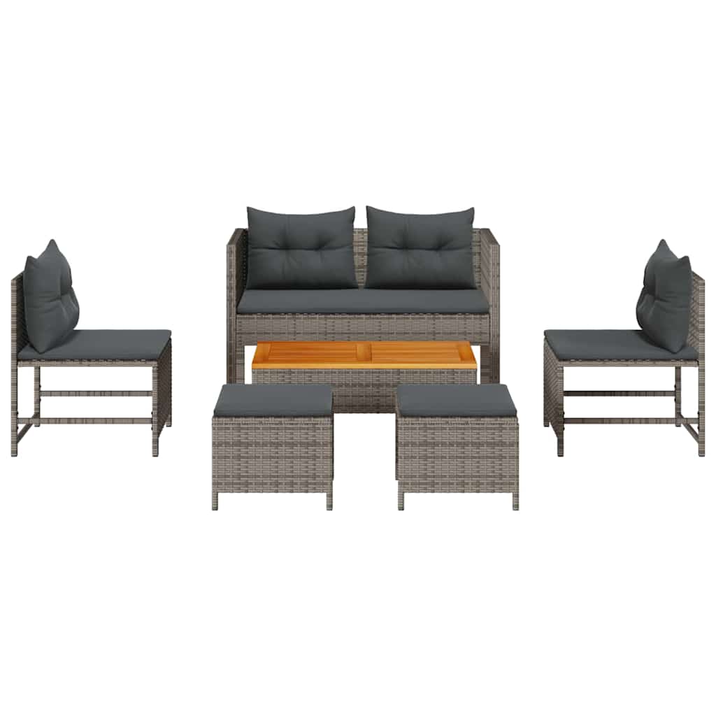 Ensemble de canapé de jardin 6 pcs Gris et Gris foncé polyrotin - XIOS