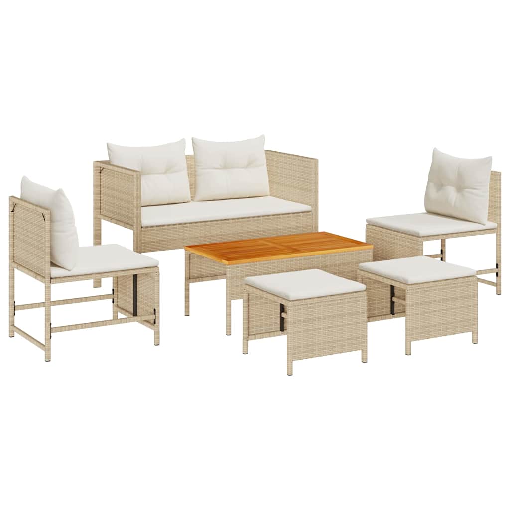 Ensemble de canapé de jardin 6 pcs Beige et crème polyrotin - XIOS