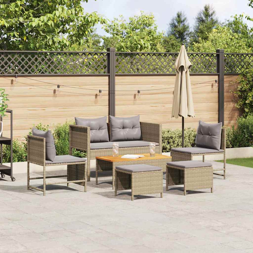 Ensemble de canapé de jardin 6 pcs Beige et Gris clair - XIOS