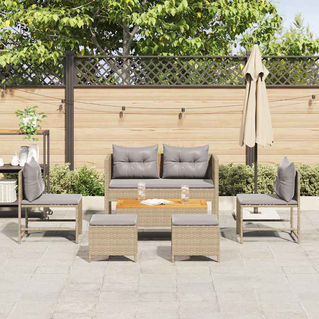 Ensemble de canapé de jardin 6 pcs Beige et Gris clair - XIOS